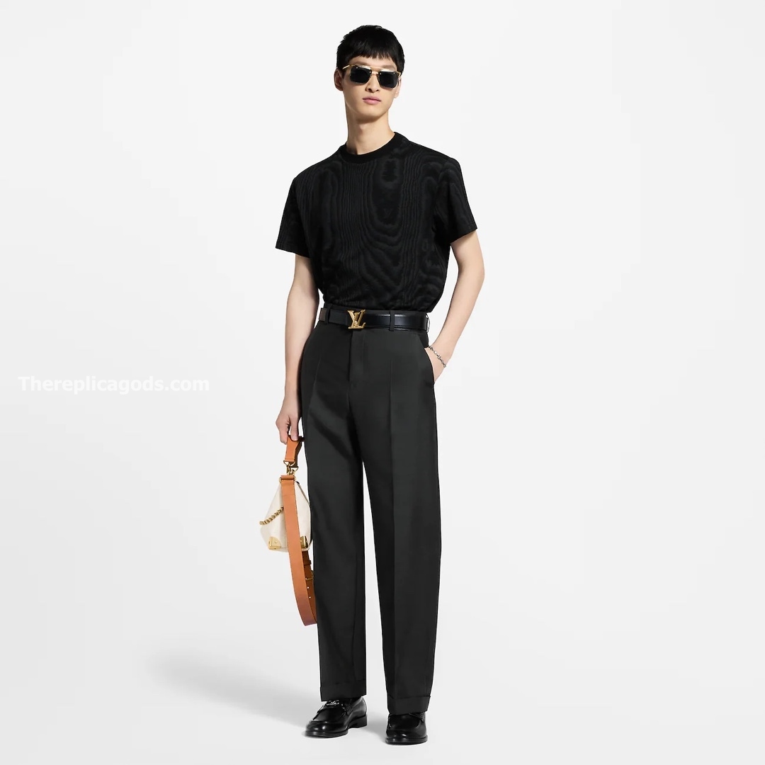 JERSEY JACQUARD T-SHIRT IN BLACK - TP661