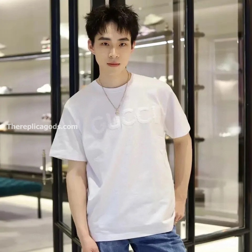 EMBROIDERED COTTON JERSEY T-SHIRT IN WHITE - TP615