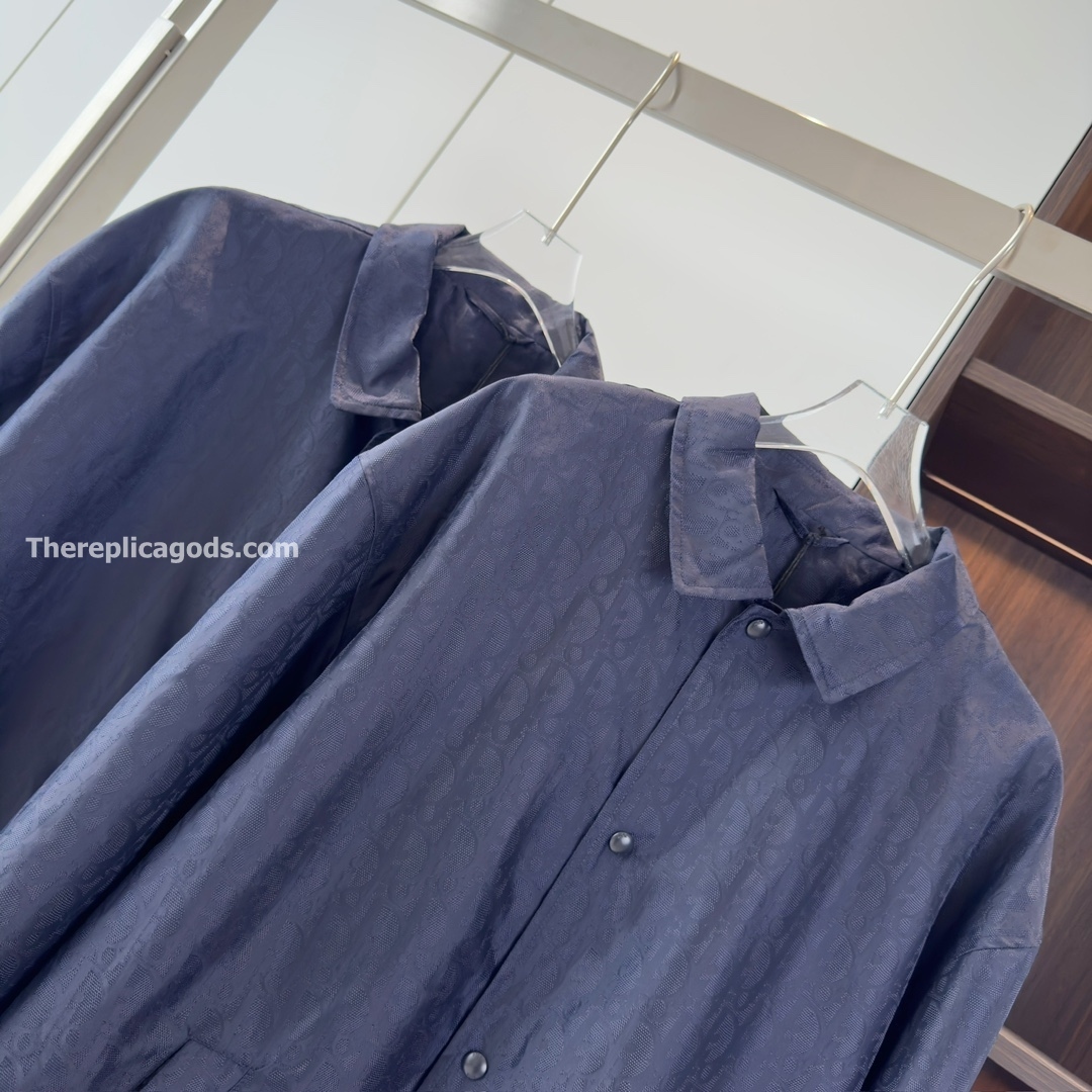 OBLIQUE BLOUSON JACKET BLUE TECHNICAL JACQUARD - SH358