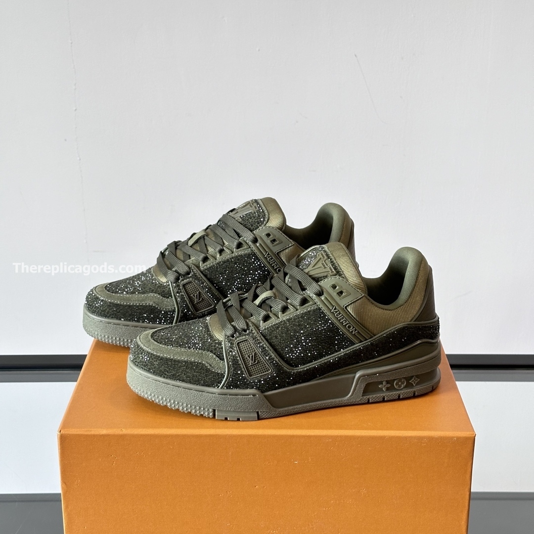 TRAINER SNEAKERS GREEN SWAROVSKI CRYSTALS - LV939