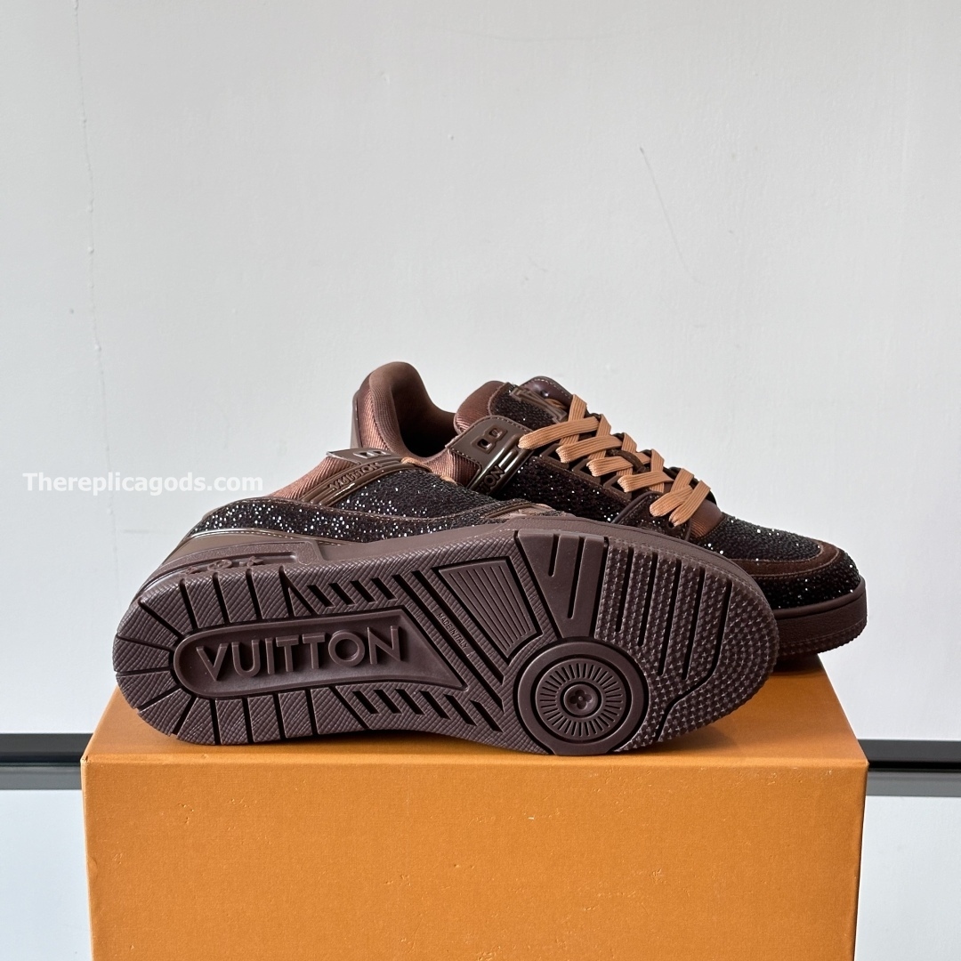 TRAINER SNEAKERS MOKA BROWN SWAROVSKI CRYSTALS - LV940