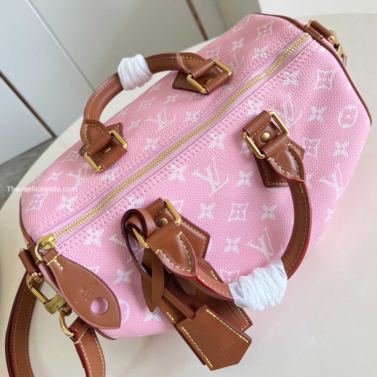 LV SPEEDY P9 BANDOULIERE 30 CANDY PINK CALF LEATHER M13914
