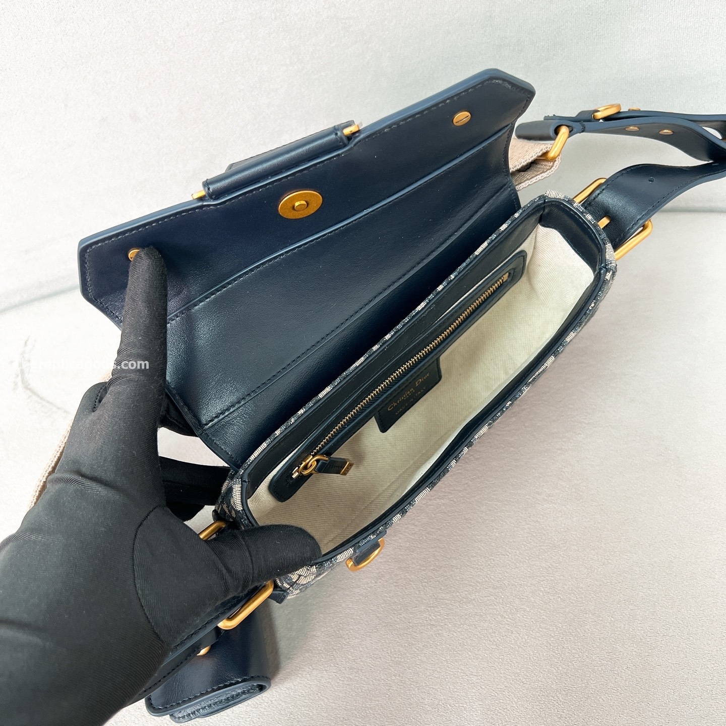 SMALL STREETCHIC BAG BLUE OBLIQUE JACQUARD AND SMOOTH CALFSKIN