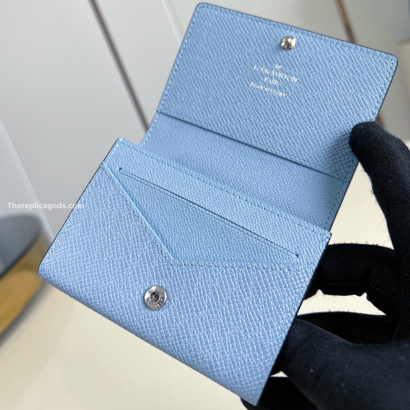 ENVELOPE BUSINESS CARD HOLDER BLUE TAIGARAMA LEATHER M14118
