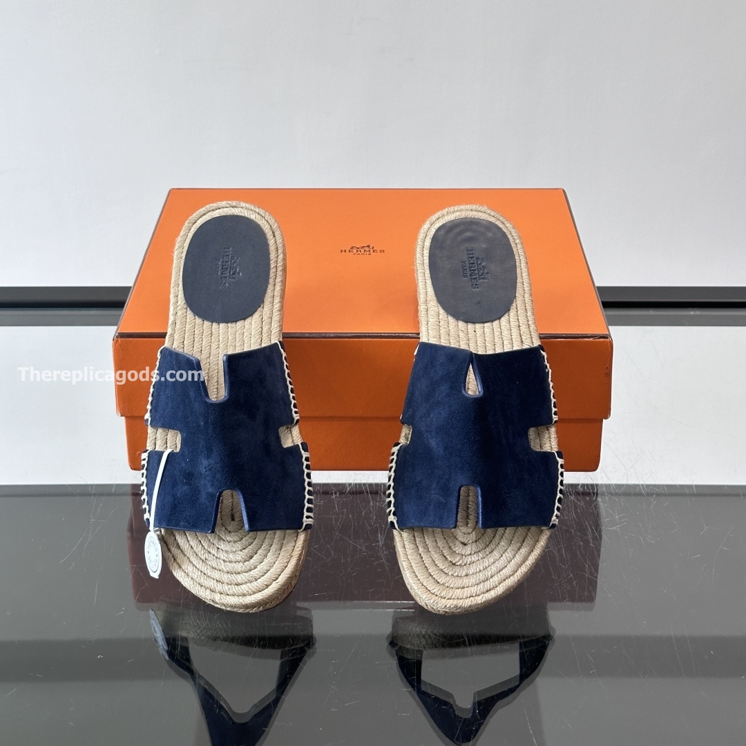 ANTIGUA SANDALS NAVY BLUE SUEDE LEATHER - HS148