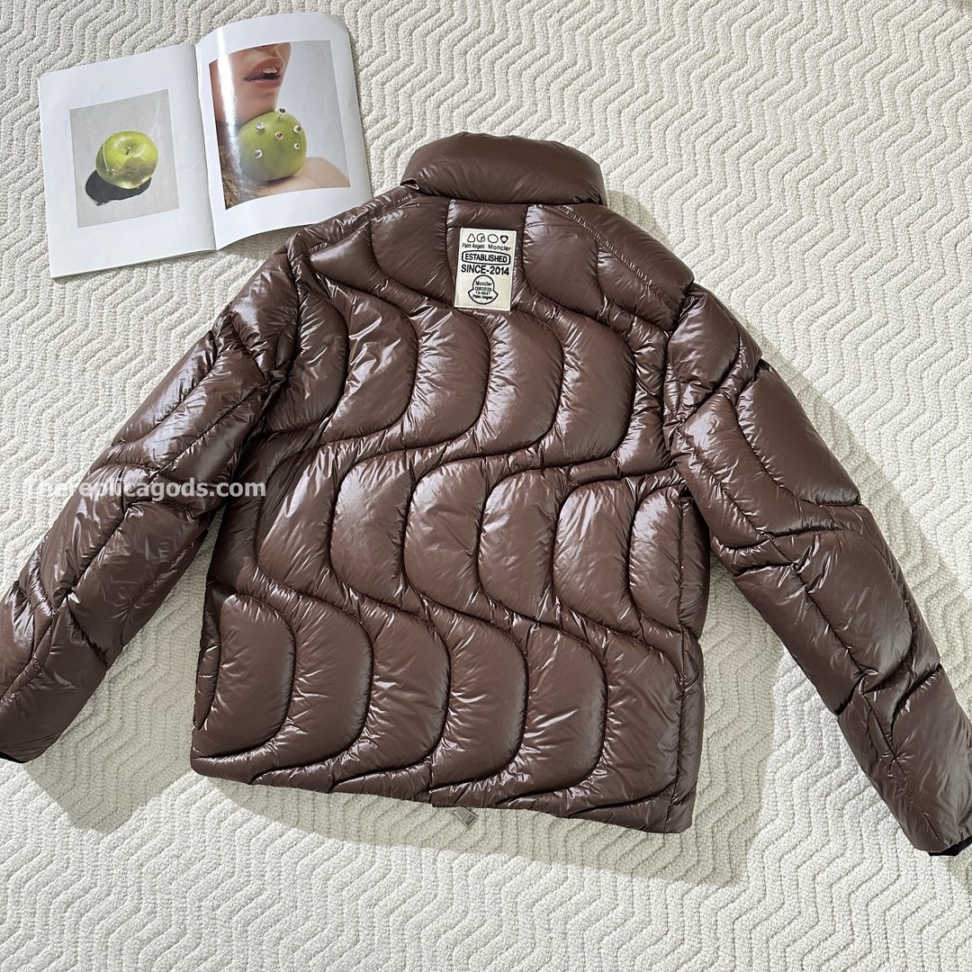 X PALM ANGELS HAUNANI NYLON DOWN JACKET IN BROWN