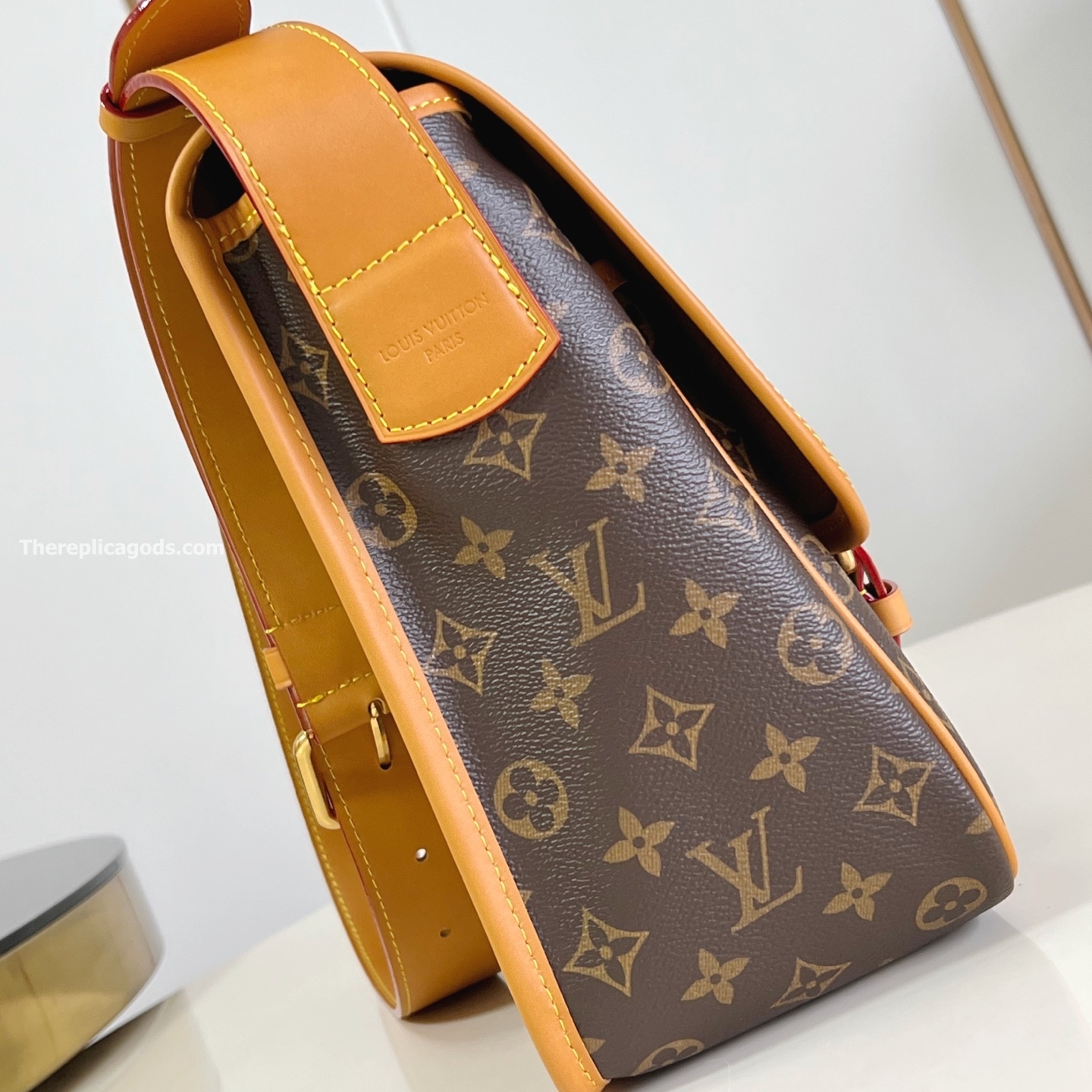 SATCHEL MESSENGER BAG BROWN MONGRAM CANVAS M14723