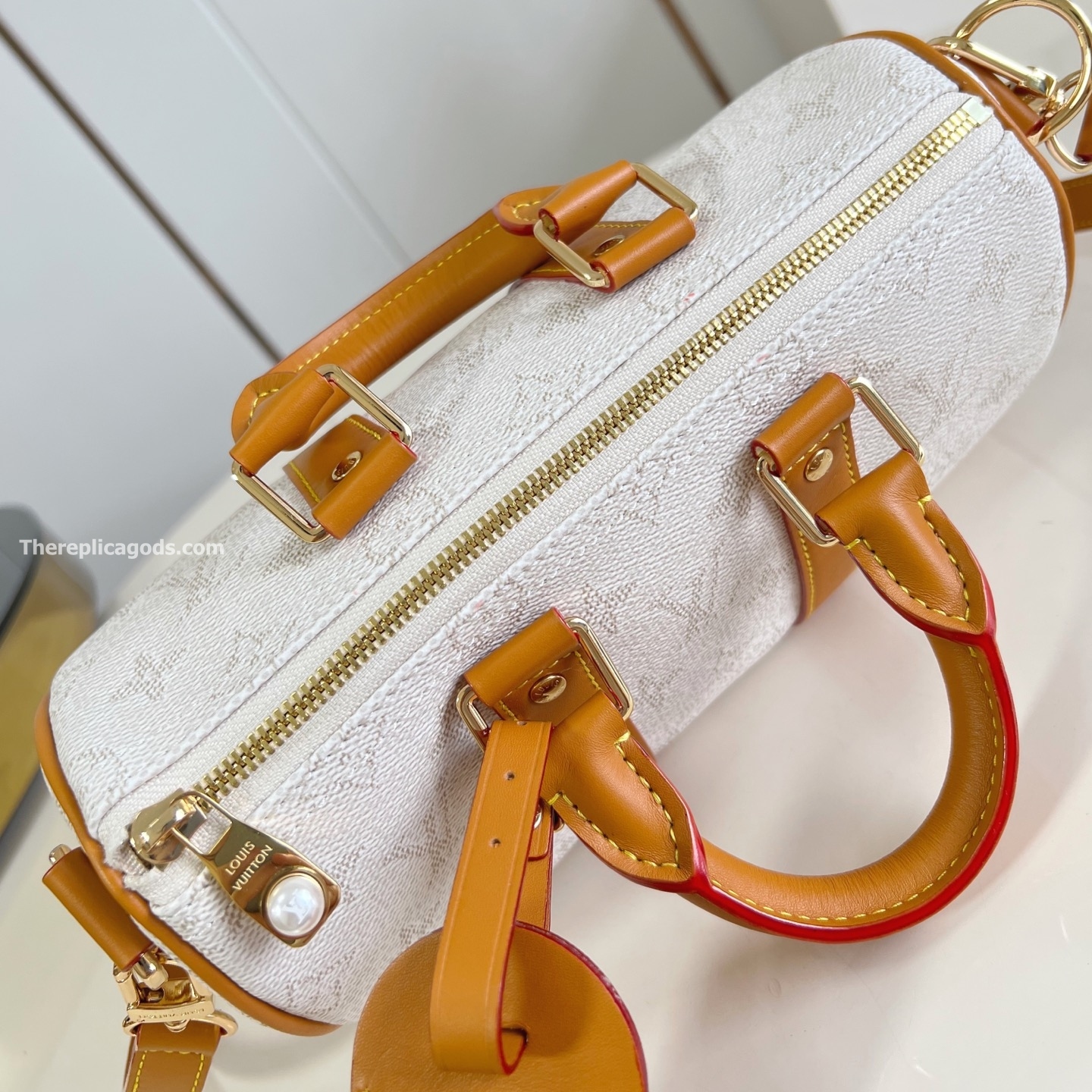 KEEPALL BANDOULIERE 25 BROWN MONOGRAM HERITAGE CANVAS M15076