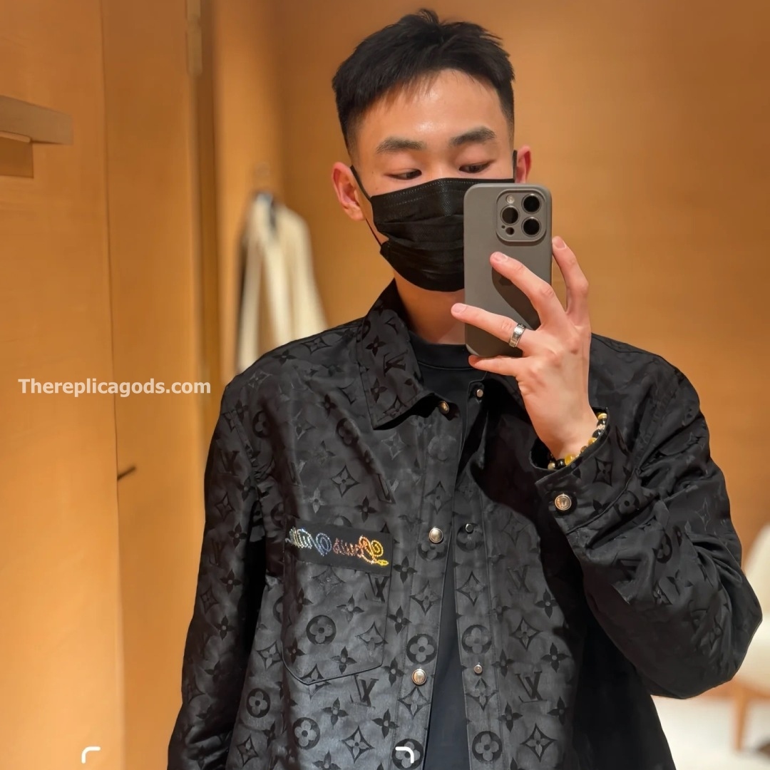 MONOGRAM MOIRE JACQUARD SILK OVERSHIRT IN BLACK - SH353