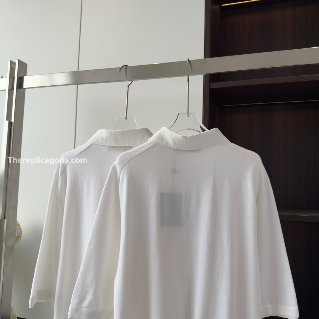EMBROIDERED SHORT-SLEEVED COTTON BLEND POLO SHIRT IN WHITE - TP607