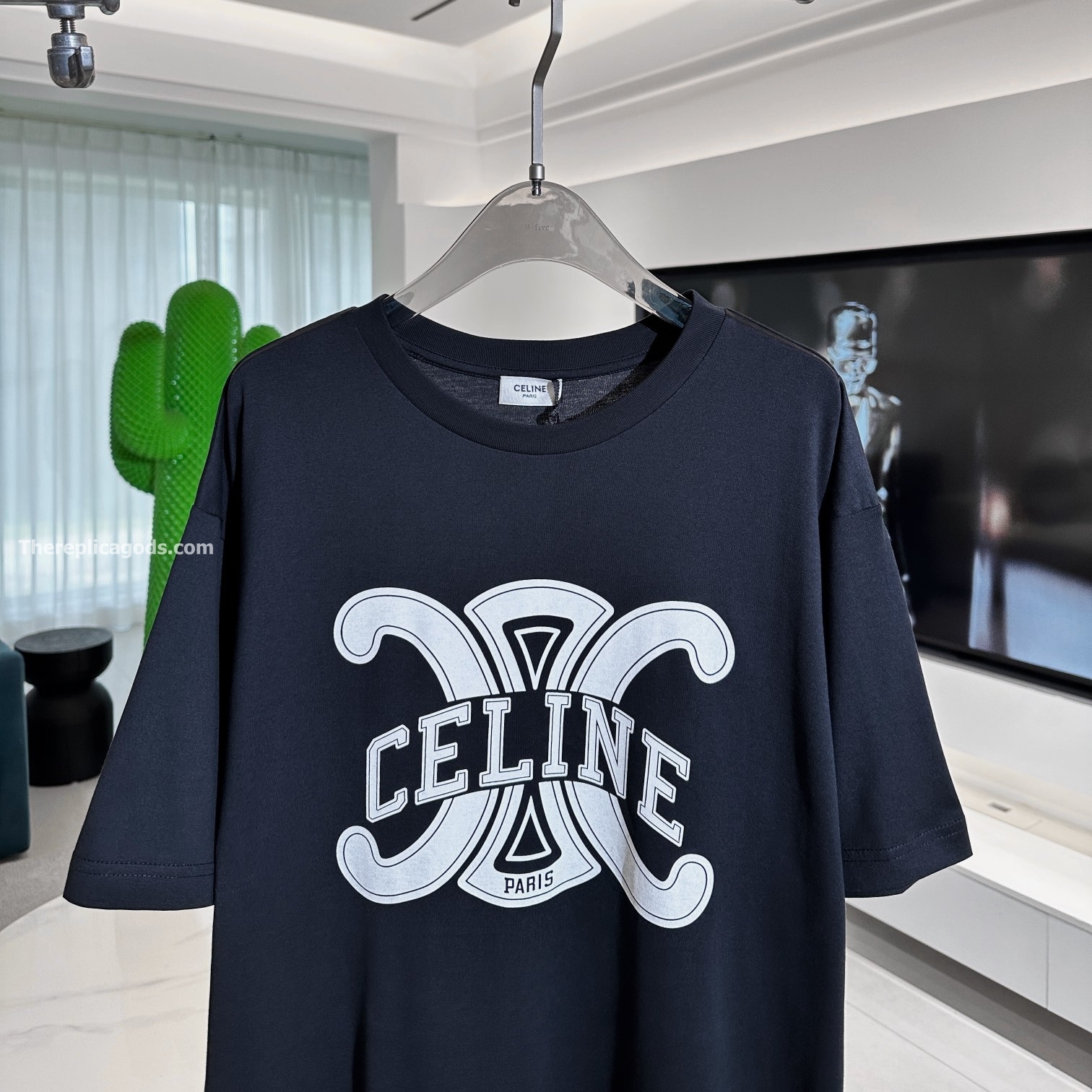 LOOSE T-SHIRT IN BLACK COTTON JERSEY - TP632