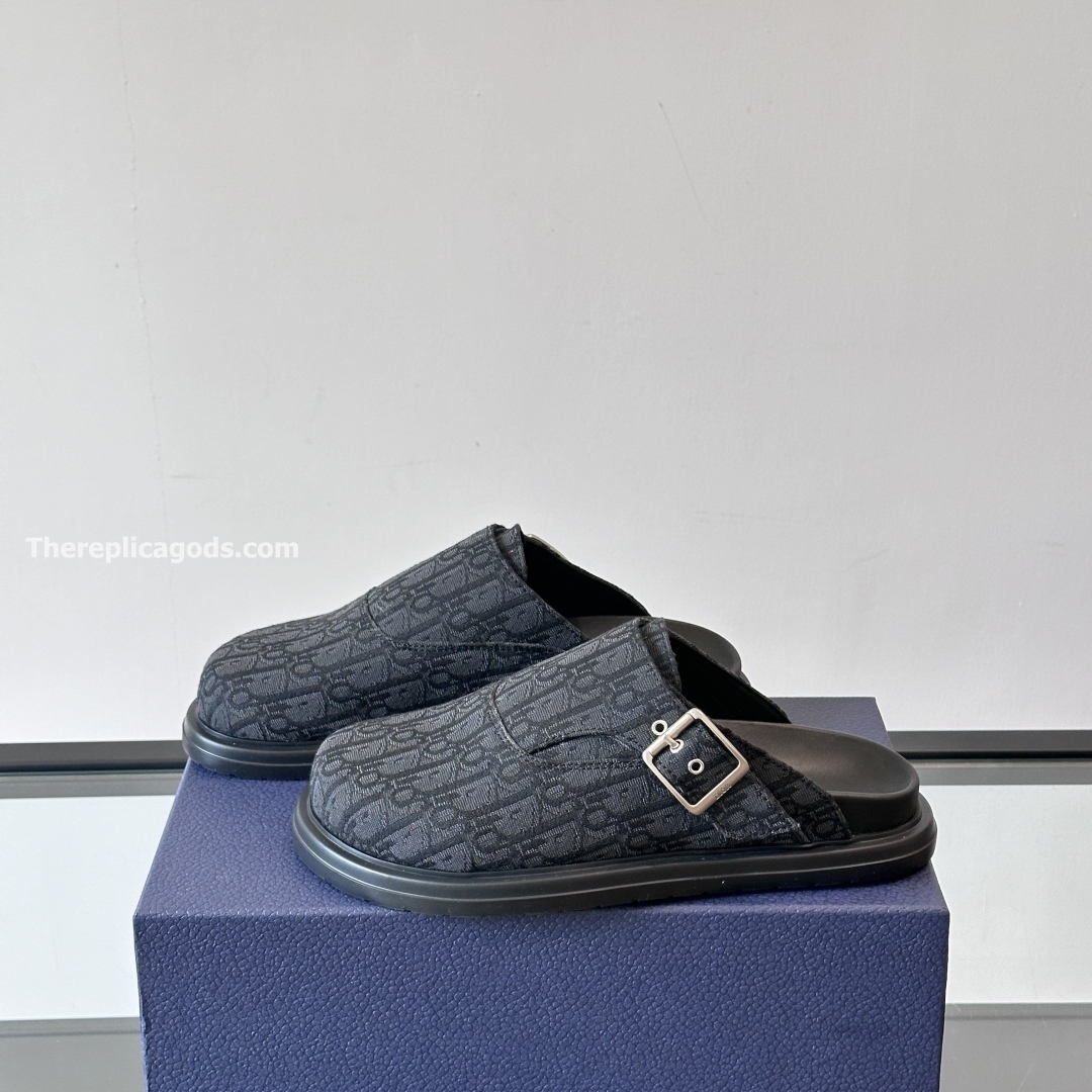 AQUA MULES BLACK OBLIQUE JACQUARD - CDS25