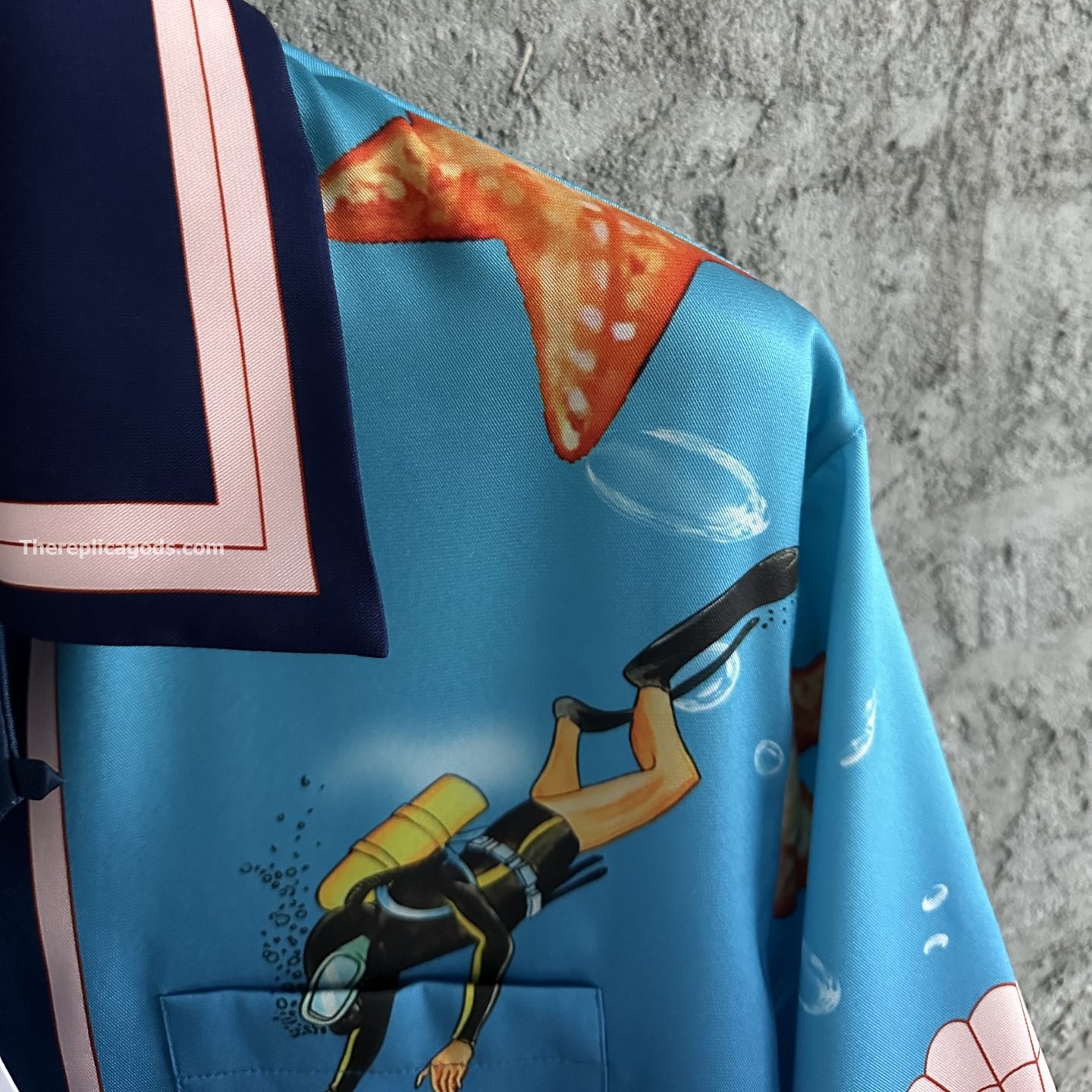 CUBAN COLLAR SHIRT IN BLUE - SH364
