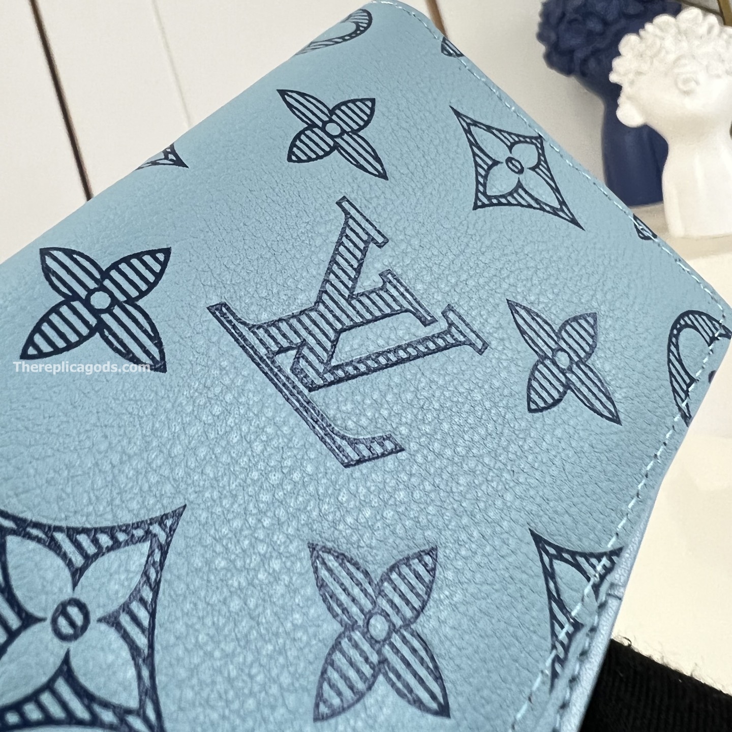 POCKET ORGANIZER SKY BLUE MONOGRAM SHADOW CALF LEATHER M14861