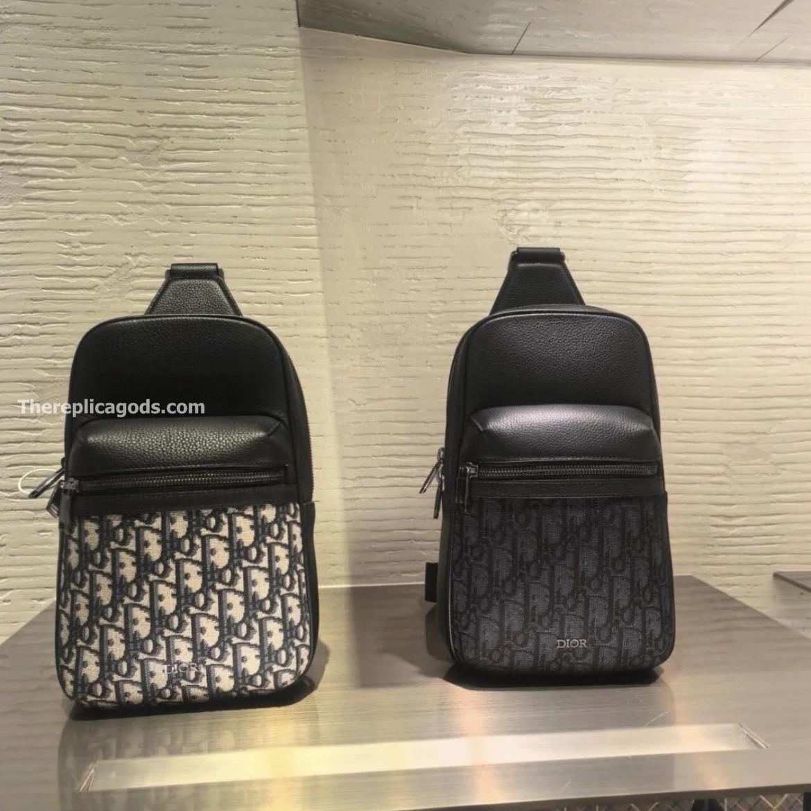 RIDER 2.0 SLING BAG BLACK OBLIQUE JACQUARD AND GRAINED CALFSKIN