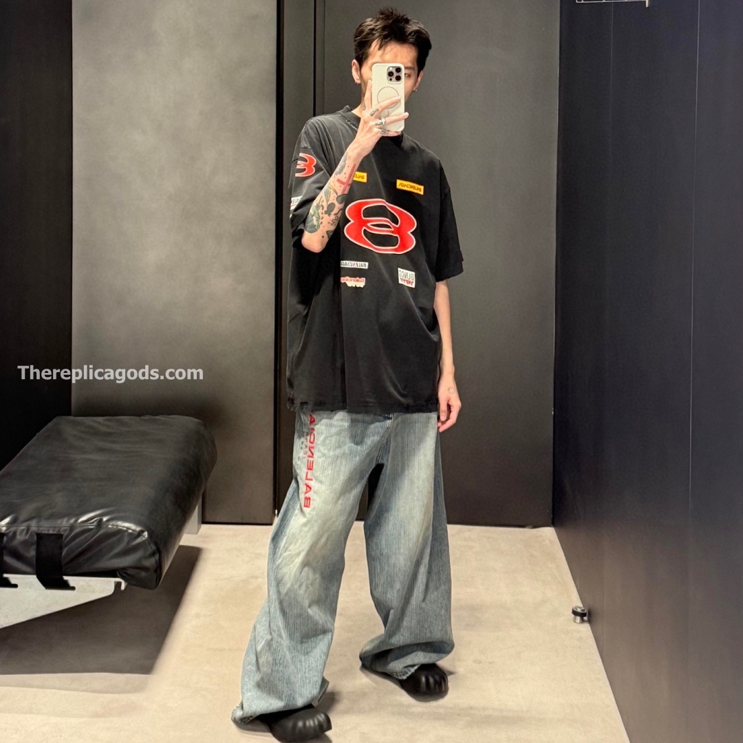 BAGGY PANTS IN STAINED IN LIGHT BLUE - TP598