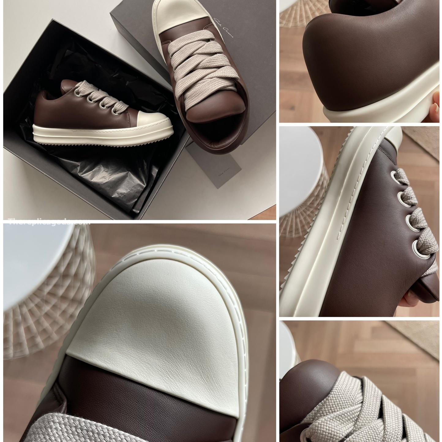 JUMBO LACE PADDED LOW SNEAKERS IN BROWN - RO36
