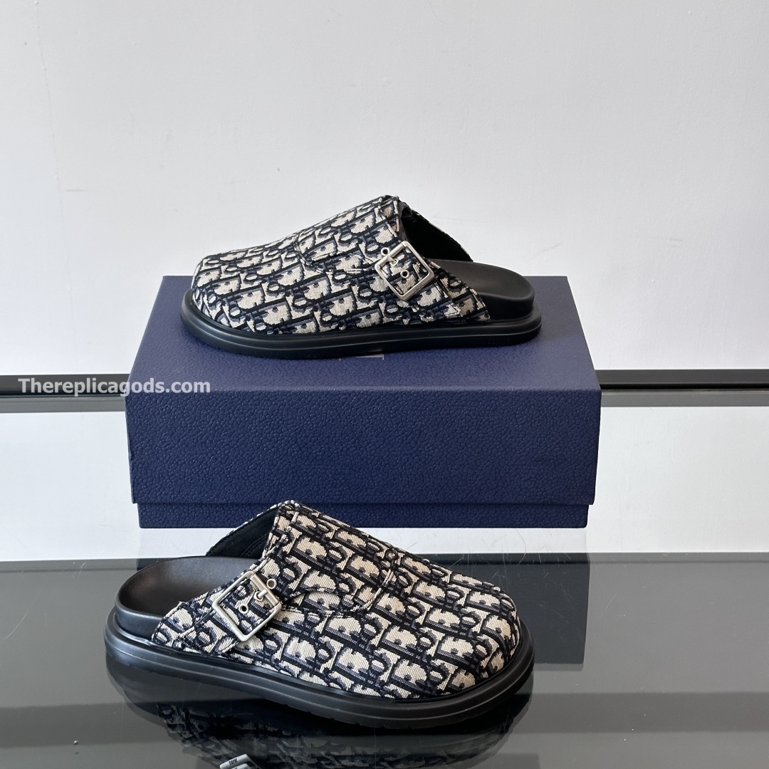 AQUA MULES BEIGE AND BLACK OBLIQUE JACQUARD - CDS24