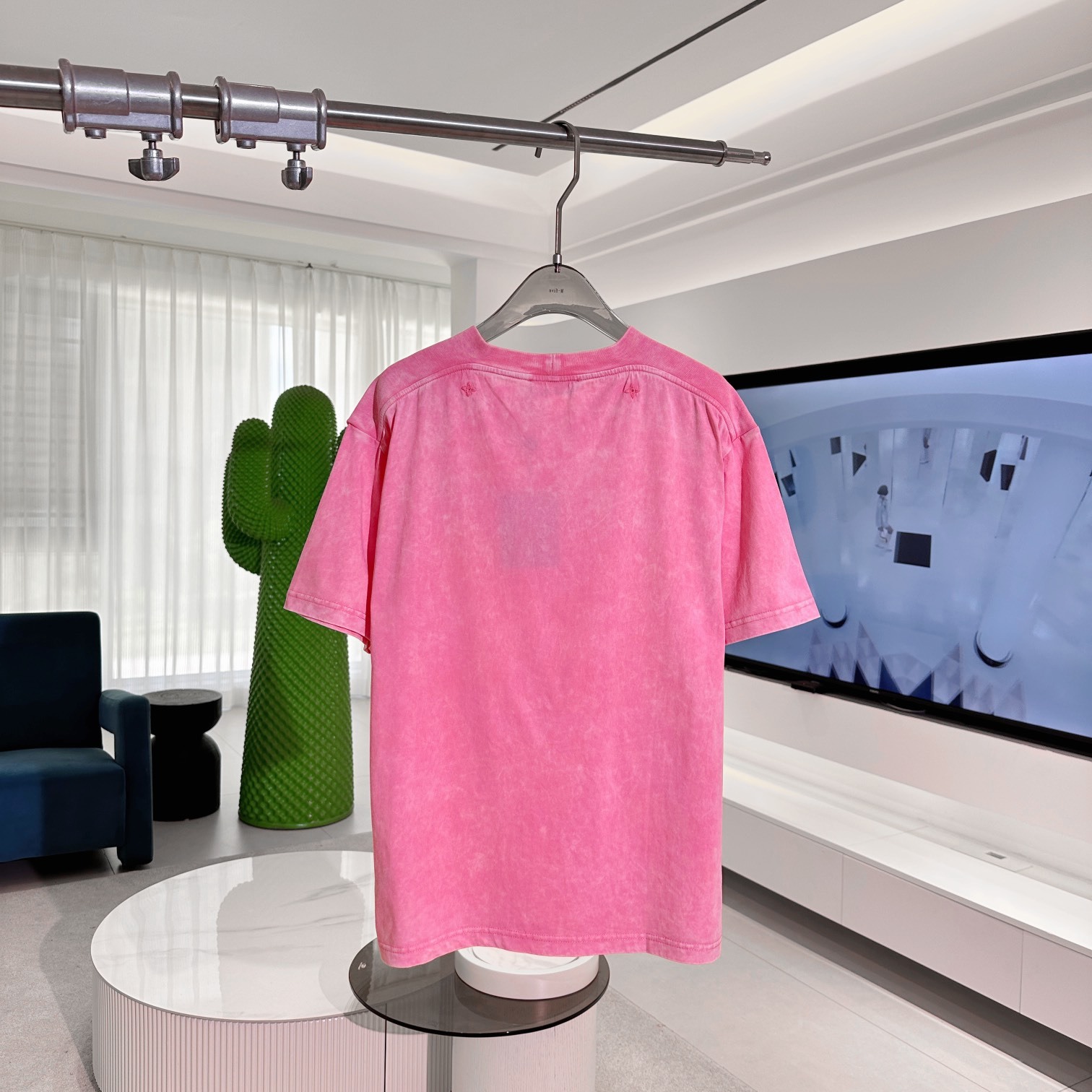 WASHED RIBBED T-SHIRT IN PINK - TP631