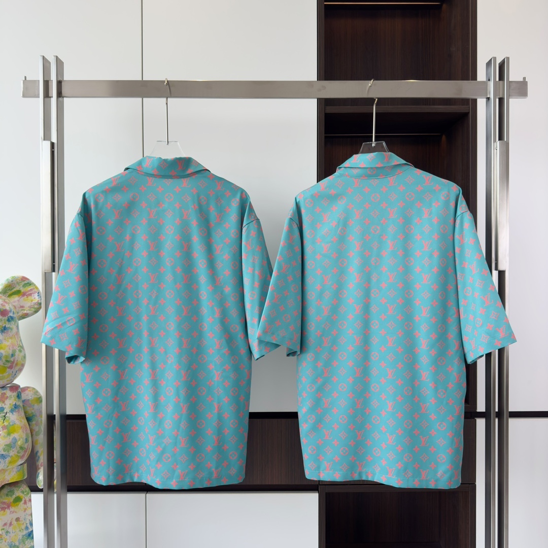 MONOGRAM SHORT-SLEEVED SILK SHIRT STRAWBERRY ICE - SH366