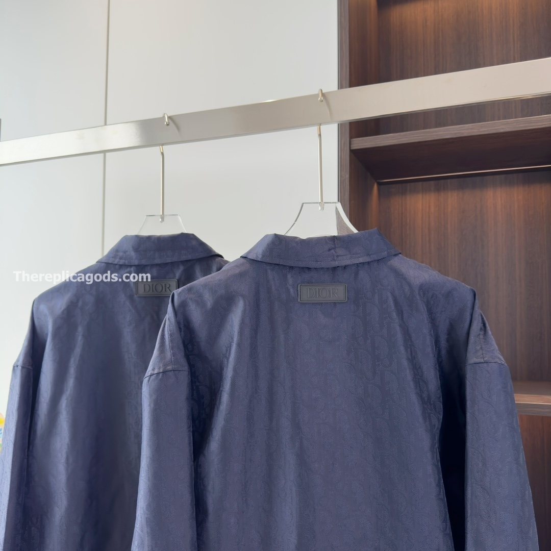 OBLIQUE BLOUSON JACKET BLUE TECHNICAL JACQUARD - SH358