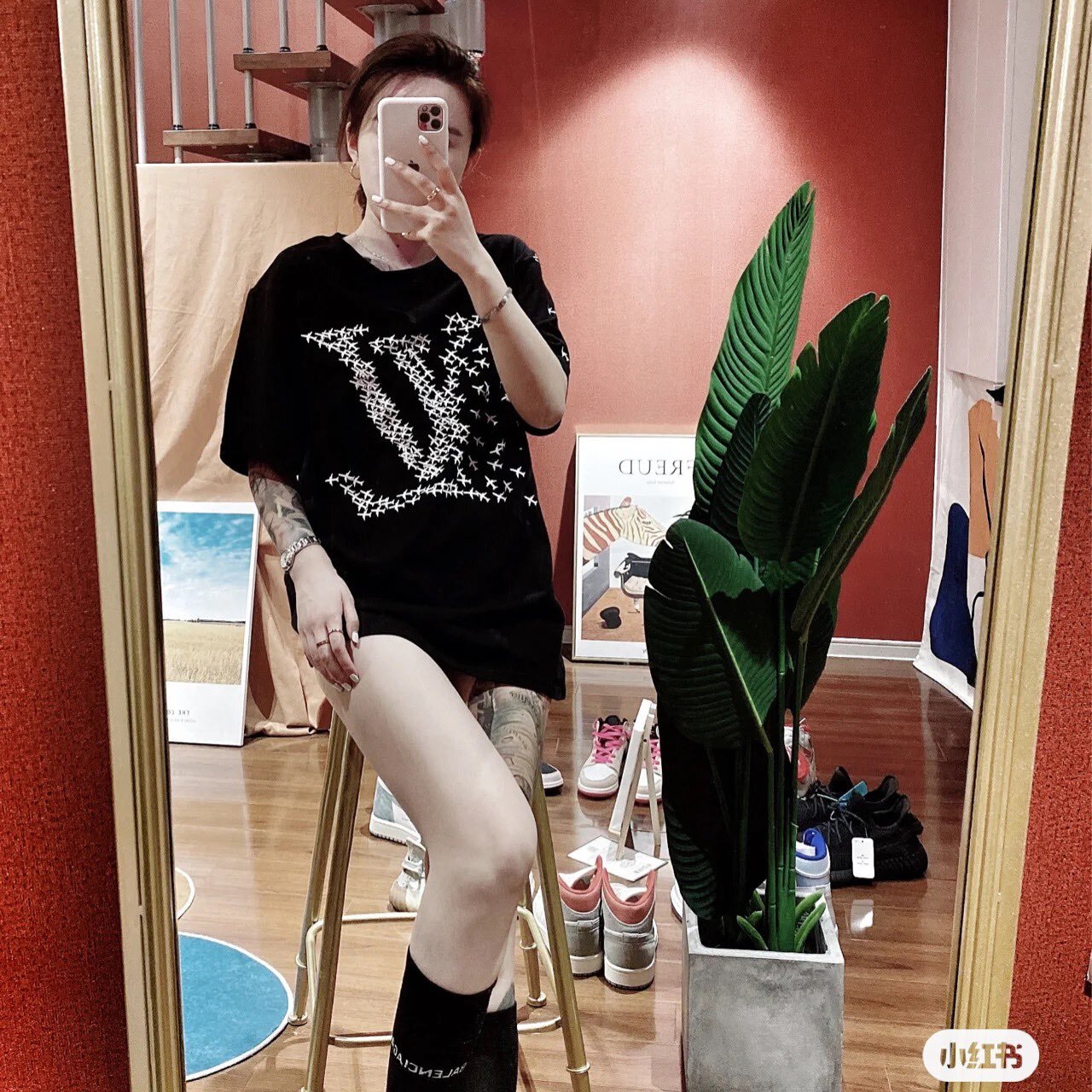 AIRPLANE PRINTED T-SHIRT IN BLACK - TP584