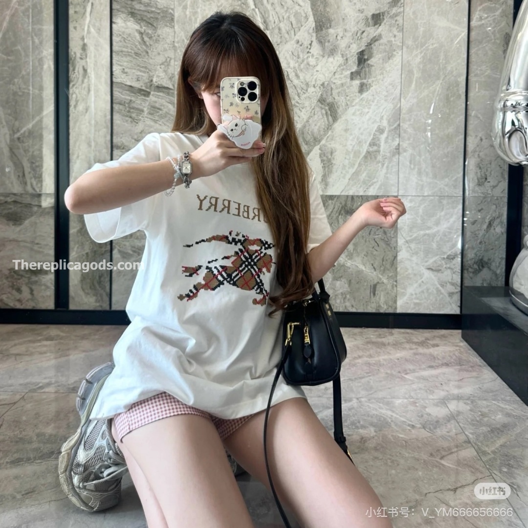 CROSS STITCH EKD​ COTTON T-SHIRT IN WHITE - TP588
