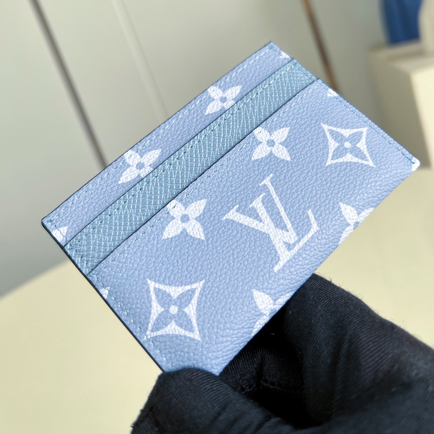 DOUBLE CARD HOLDER BLUE MONOGRAM CANVAS M14359