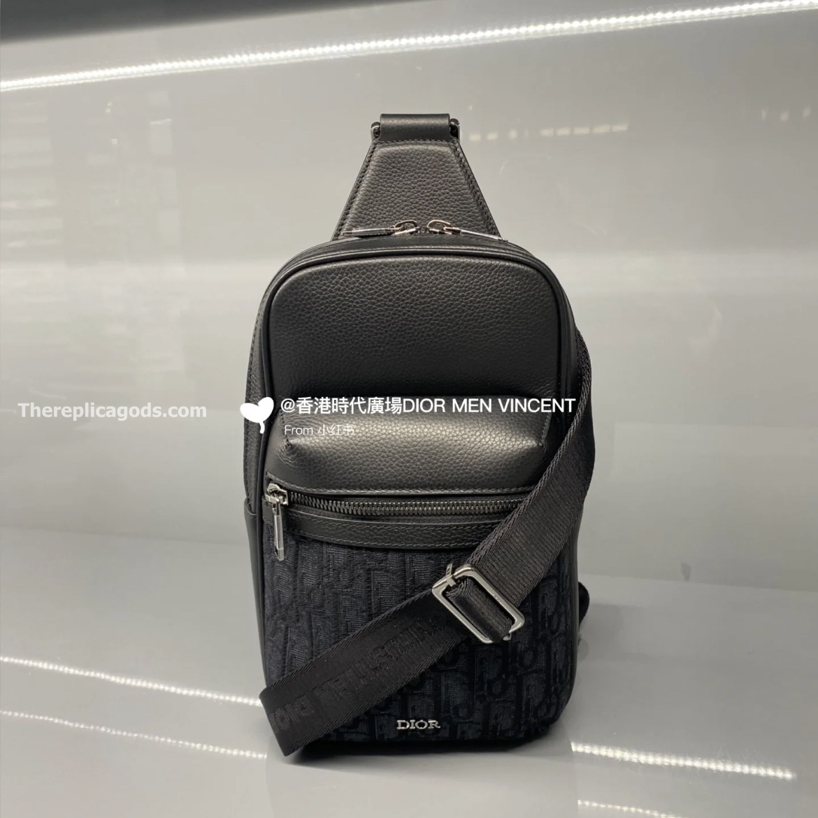 RIDER 2.0 SLING BAG BLACK OBLIQUE JACQUARD AND GRAINED CALFSKIN