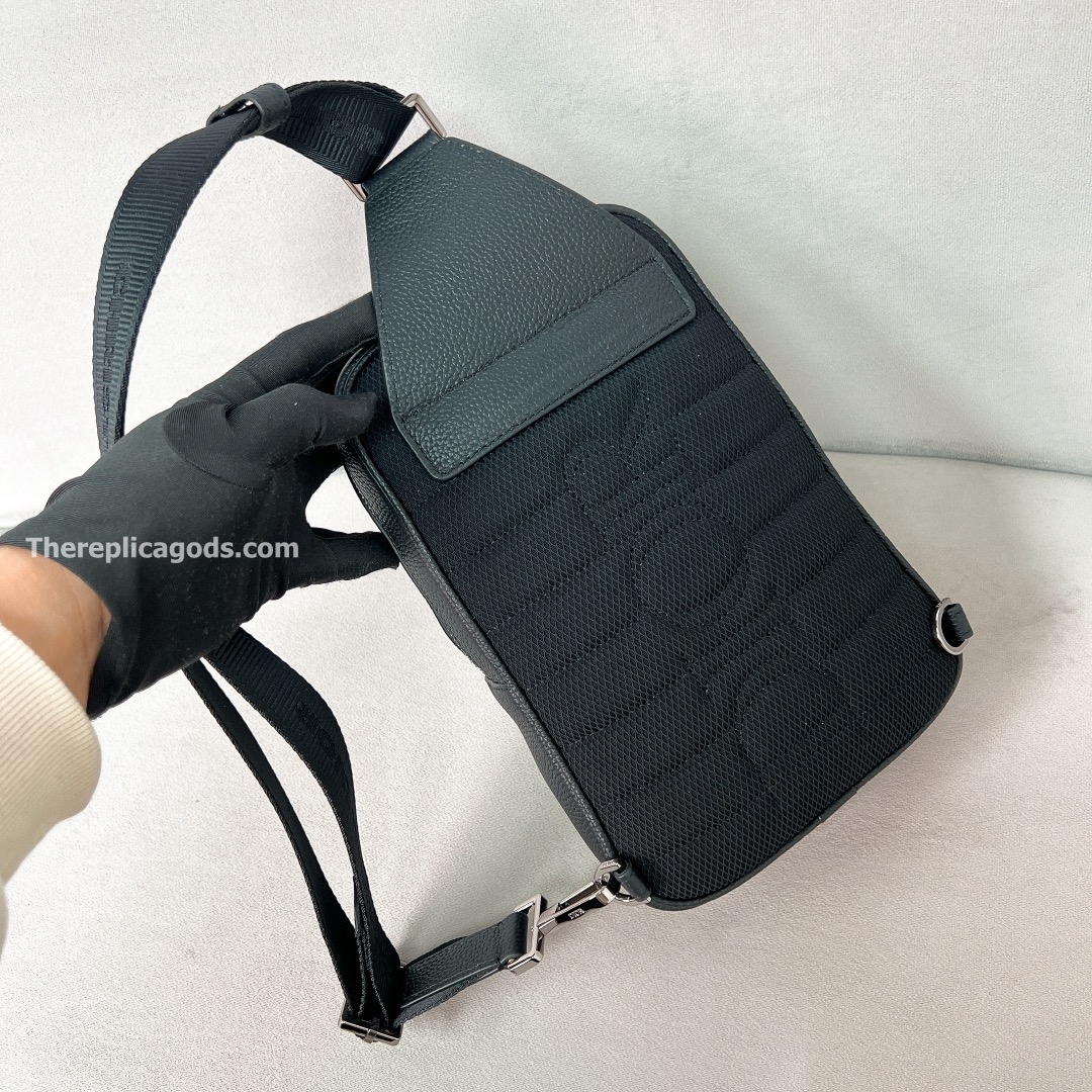 RIDER 2.0 SLING BAG BEIGE AND BLACK OBLIQUE JACQUARD WITH GRAINED CALFSKIN
