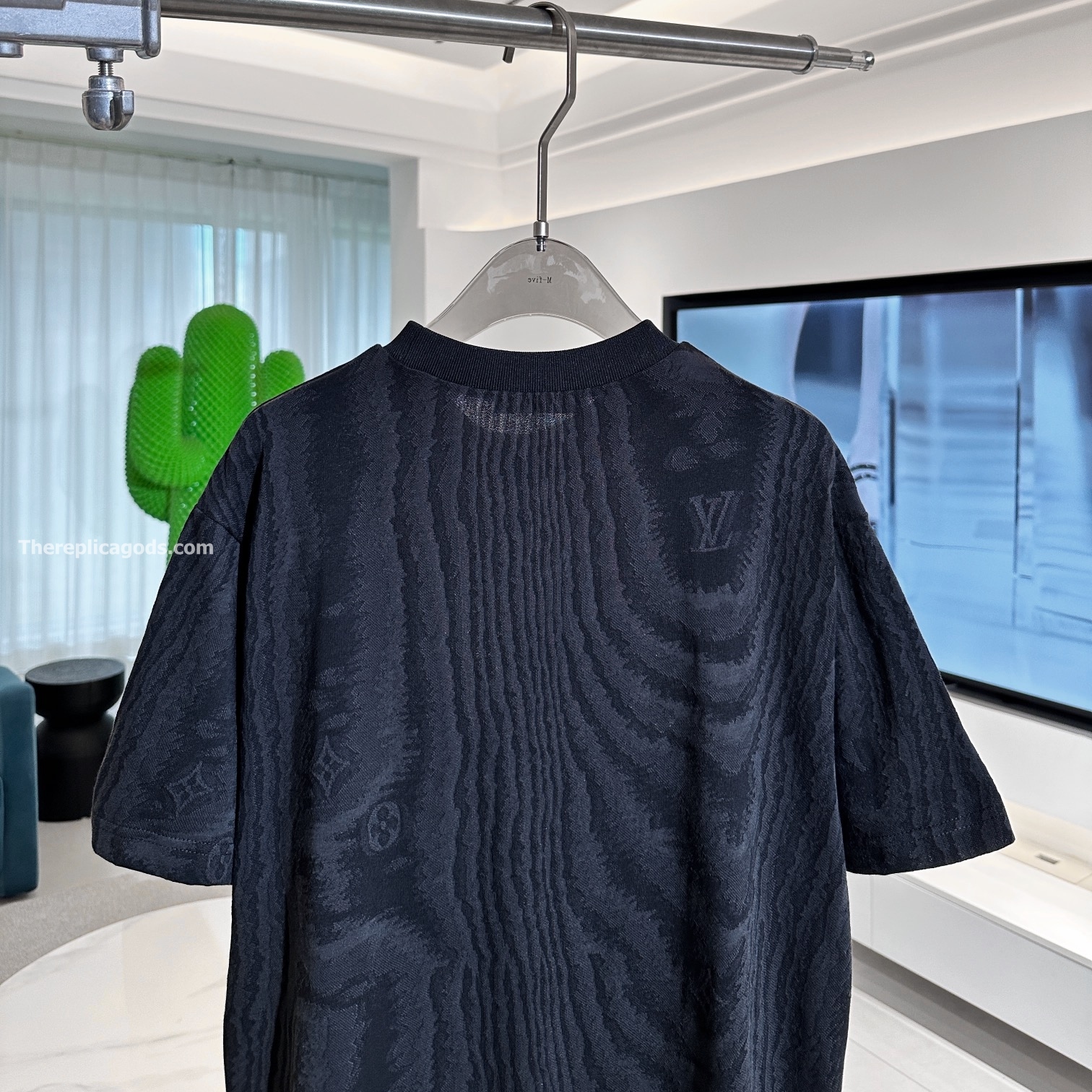 JERSEY JACQUARD T-SHIRT IN BLACK - TP661