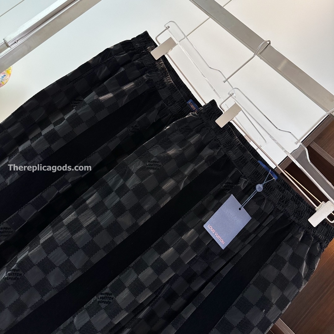 FLOCKED DAMIER TECHNICAL TRACK PANTS IN BLACK - TP603