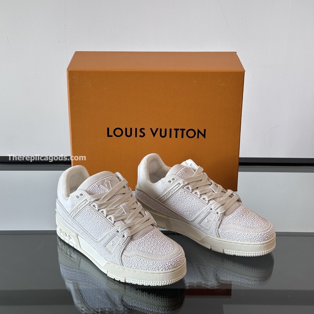 TRAINER SNEAKERS WHITE SWAROVSKI PEARLS - LV941
