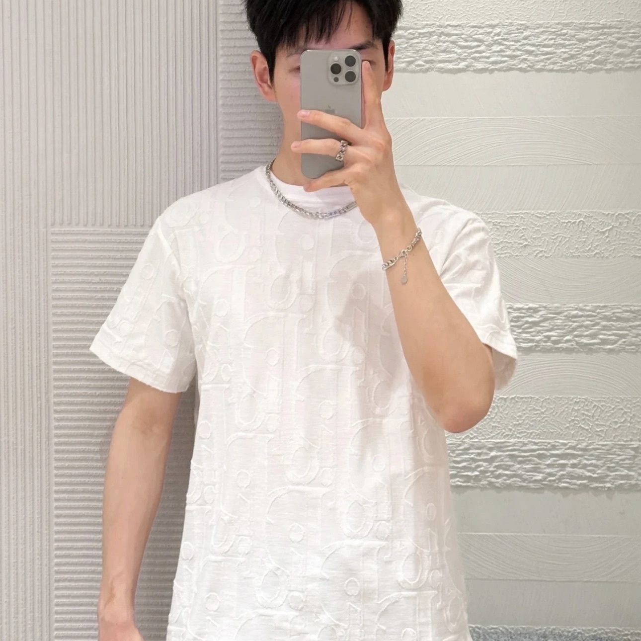 OBLIQUE T-SHIRT, RELAXED FIT WHITE COTTON JERSEY - TP572