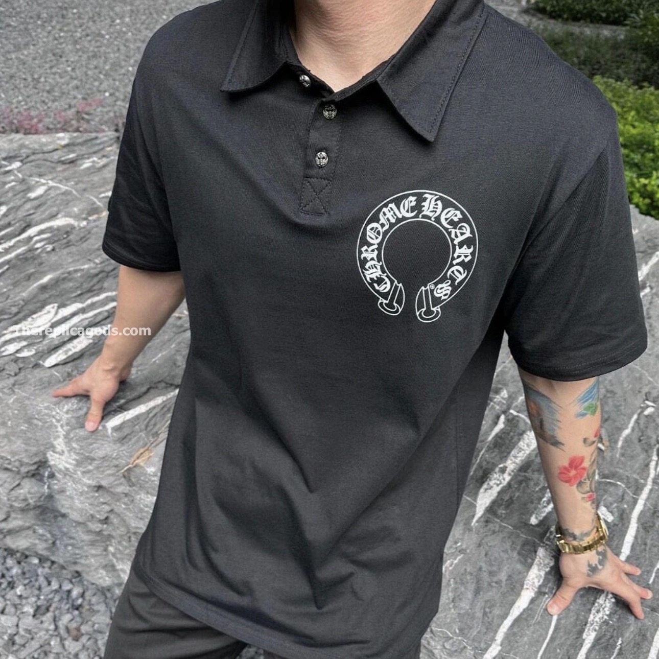 HORSESHOE LOGO POLO IN BLACK - TP570