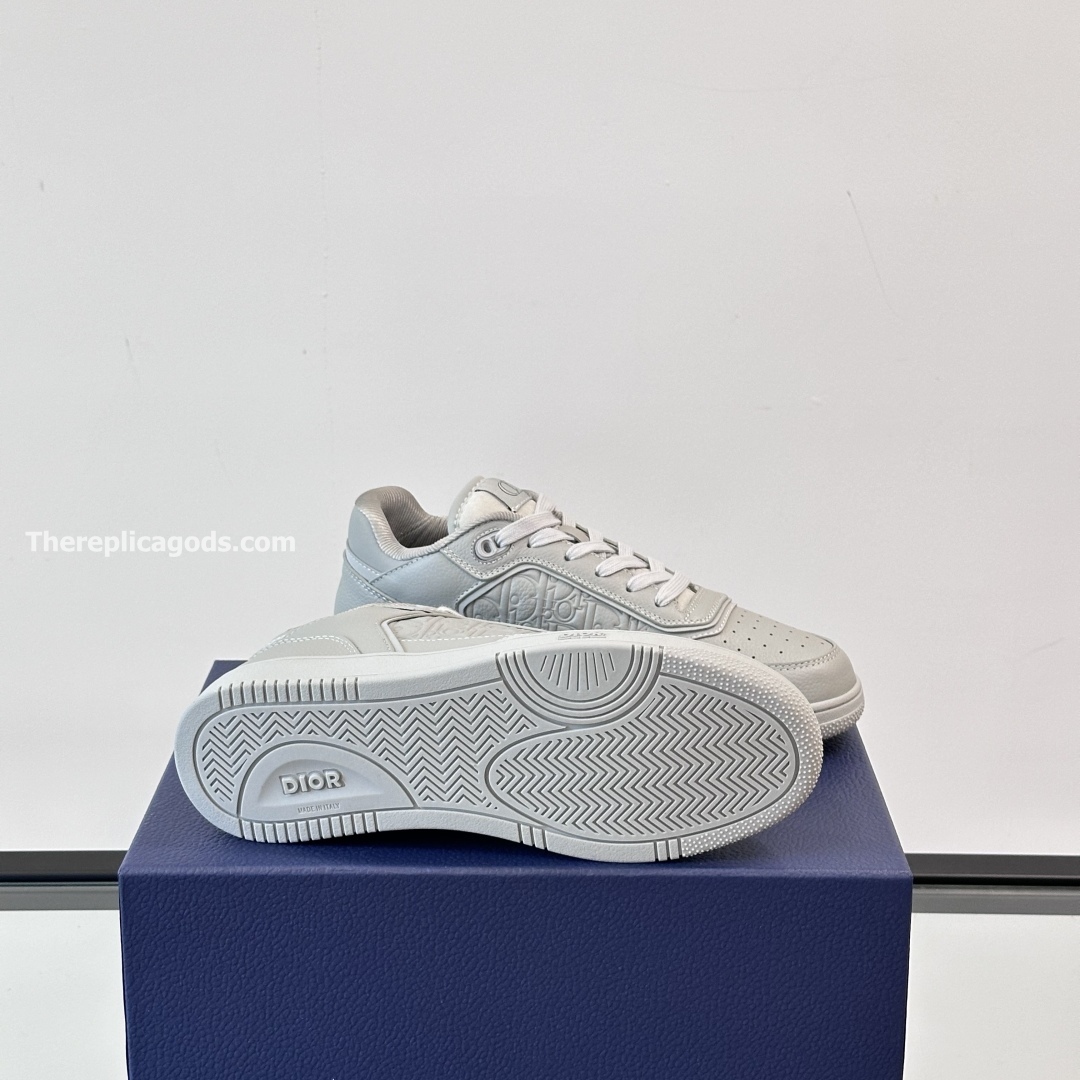 B27 UPTOWN LOW-TOP SNEAKERS GRAY GRAINED CALFSKIN AND GRAY GRAVITY LEATHER - CD410
