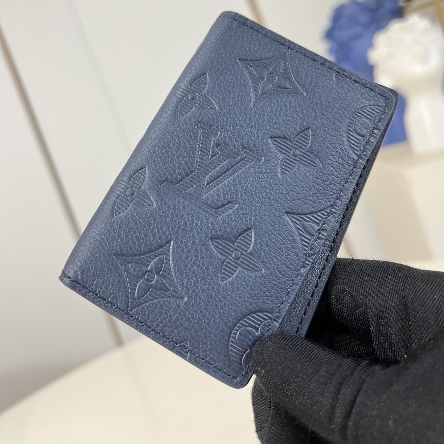POCKET ORGANIZER NAVY BLUE MONOGRAM SHADOW M14786