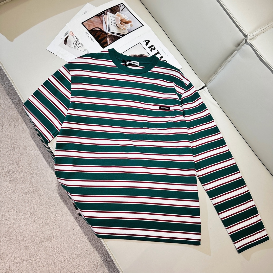 LONG-SLEEVED COTTON JERSEY T-SHIRT IN GREEN - SK592