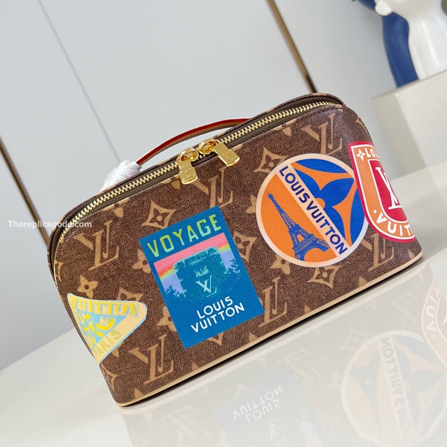 TOILETRY BAG 2 COMPARTMENTS BROWN MONOGRAM CANVAS M14744