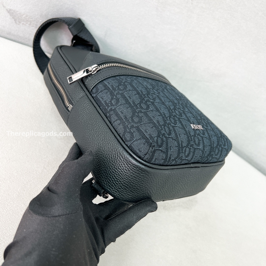 RIDER 2.0 SLING BAG BLACK OBLIQUE JACQUARD AND GRAINED CALFSKIN