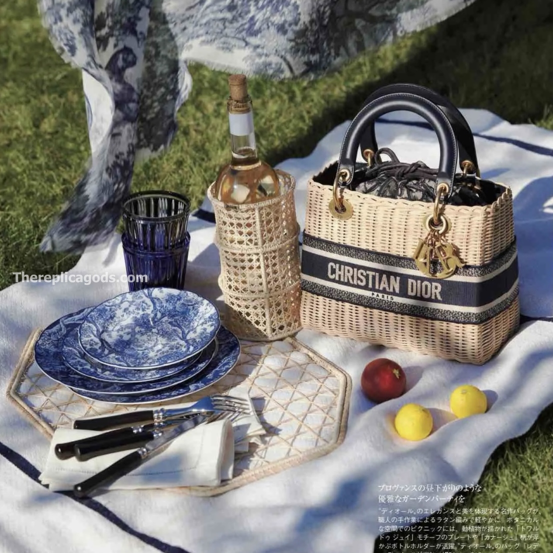 MEDIUM LADY BAG NATURAL WICKER OBLIQUE JACQUARD