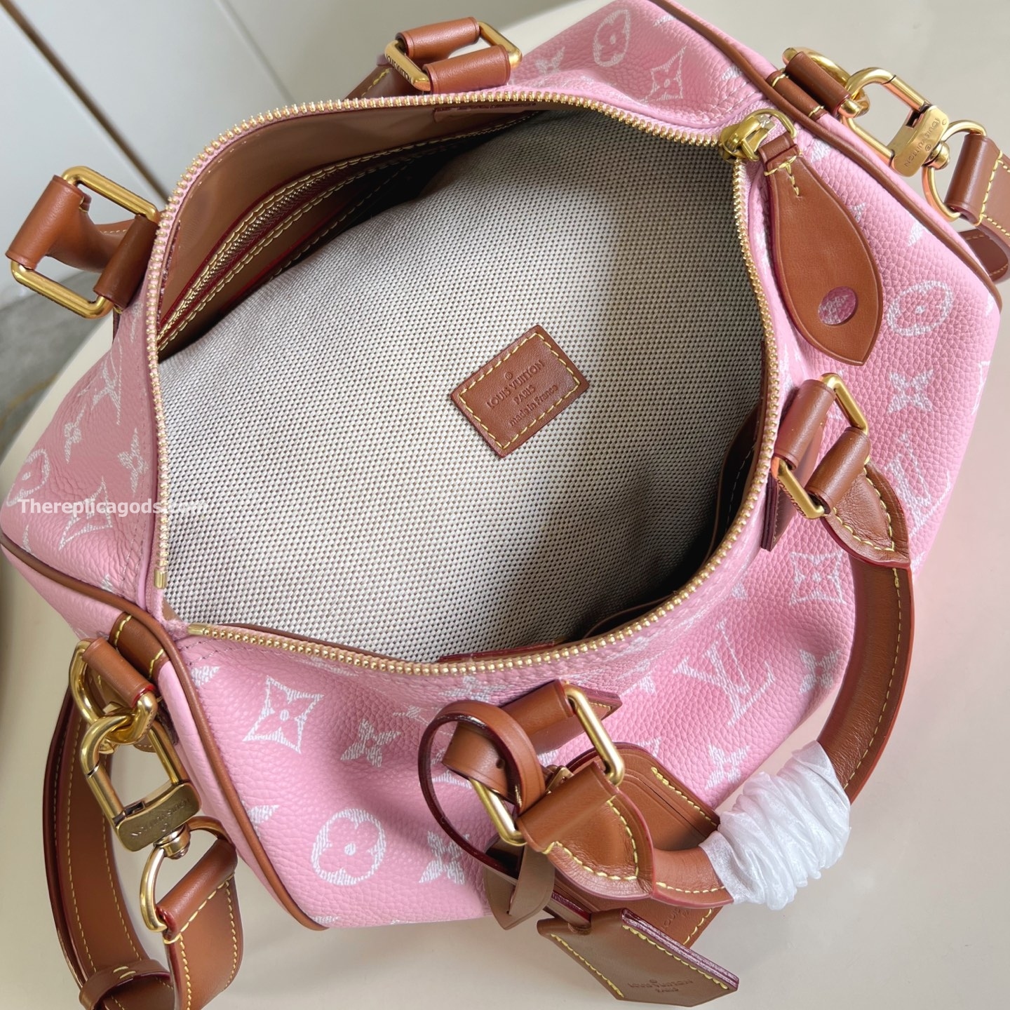 LV SPEEDY P9 BANDOULIERE 30 CANDY PINK CALF LEATHER M13914
