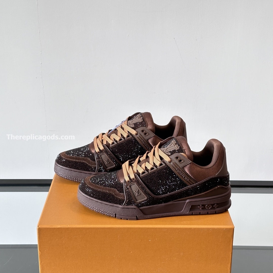 TRAINER SNEAKERS MOKA BROWN SWAROVSKI CRYSTALS - LV940