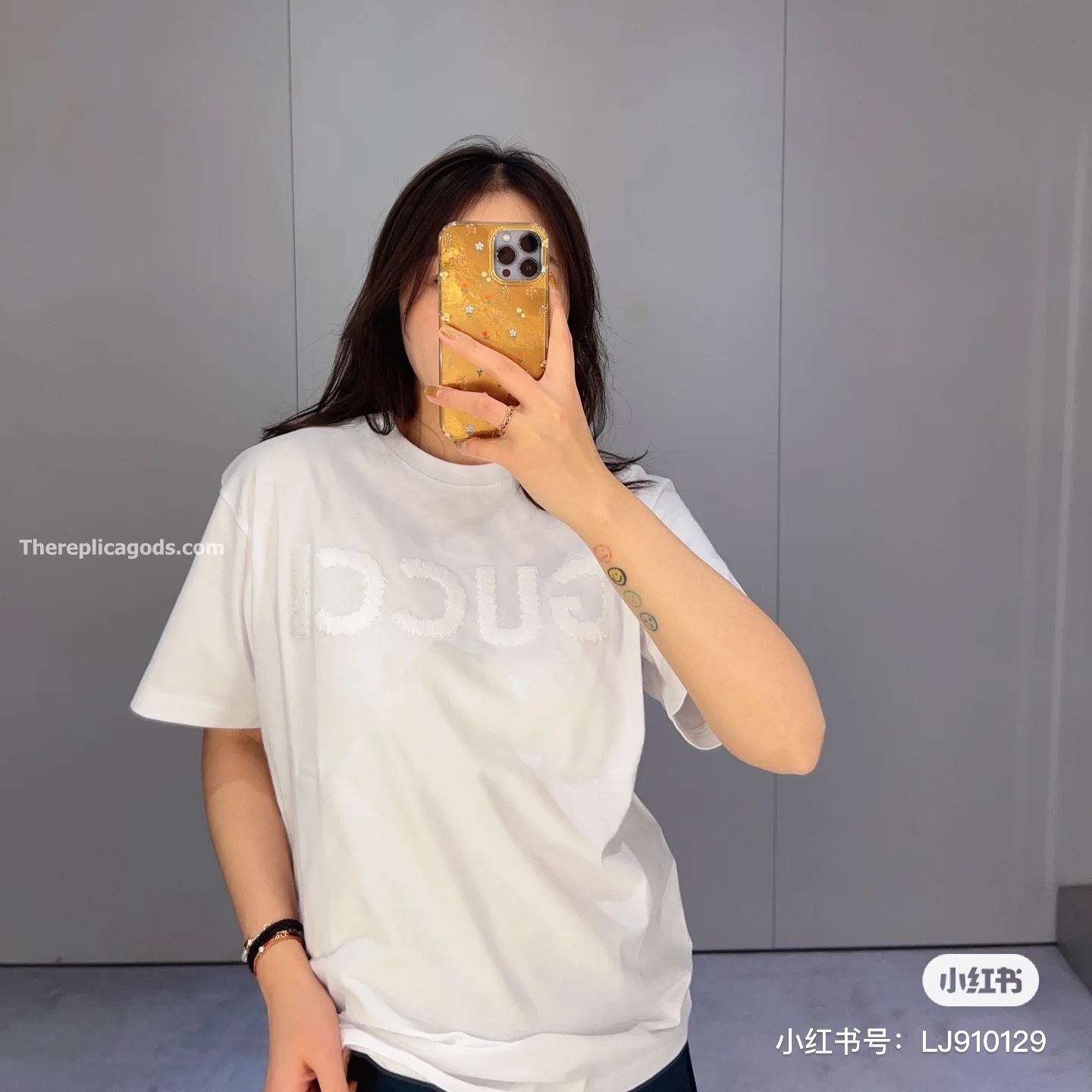EMBROIDERED COTTON JERSEY T-SHIRT IN WHITE - TP615