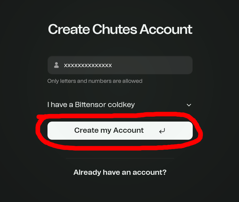 Create Chutes Account