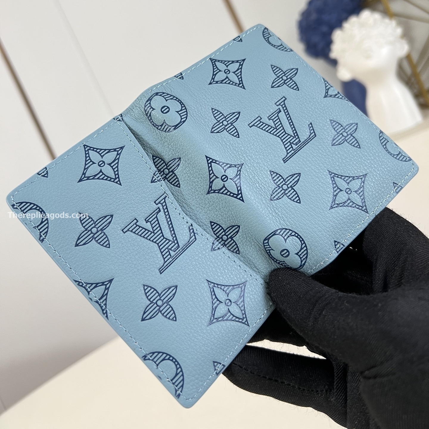 POCKET ORGANIZER SKY BLUE MONOGRAM SHADOW CALF LEATHER M14861
