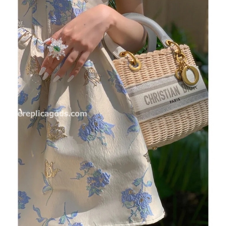 MEDIUM LADY BAG WICKER OBLIQUE CANVAS