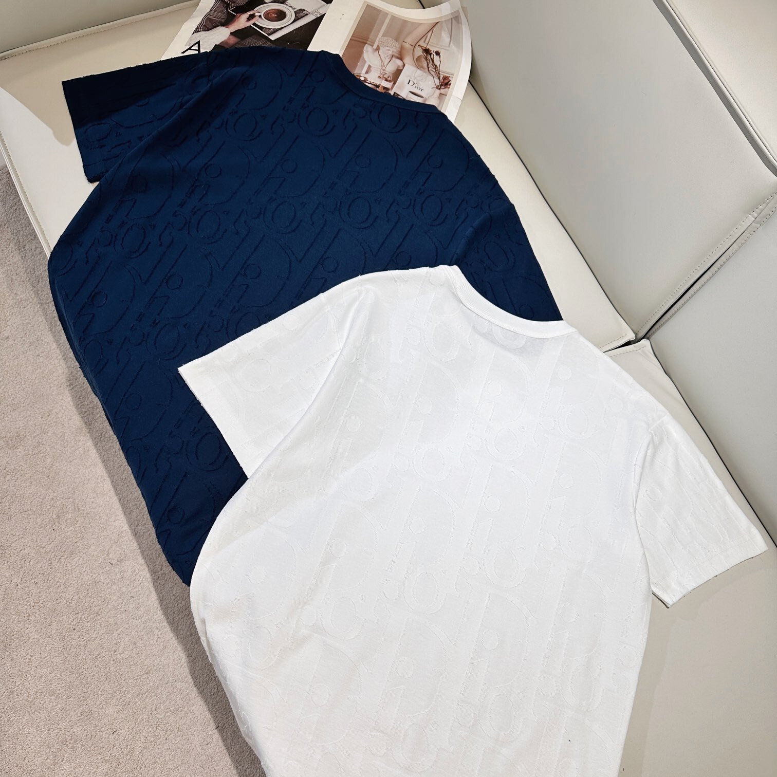 OBLIQUE T-SHIRT, RELAXED FIT DEEP BLUE COTTON JERSEY - TP571