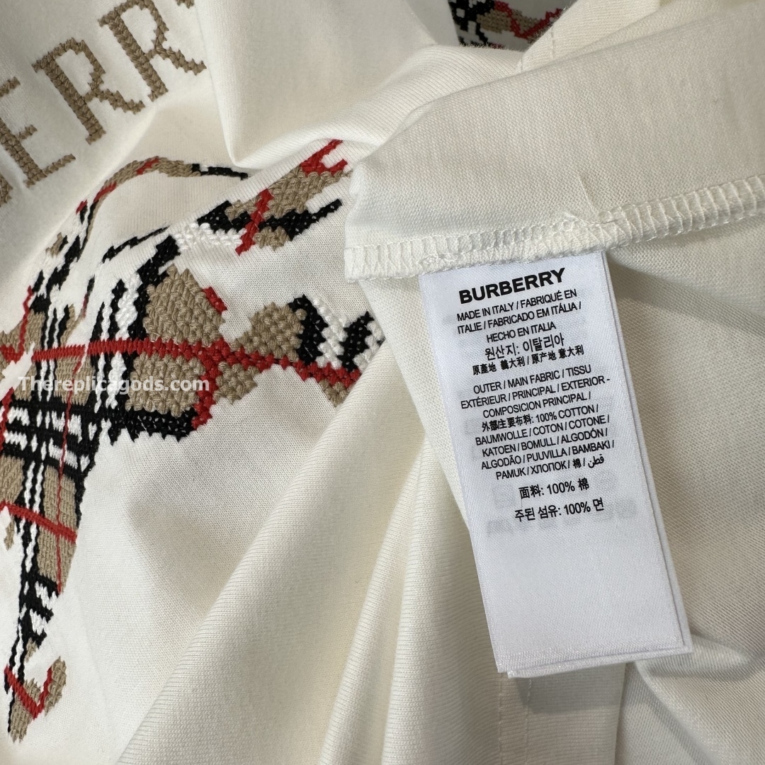 CROSS STITCH EKD​ COTTON T-SHIRT IN WHITE - TP588