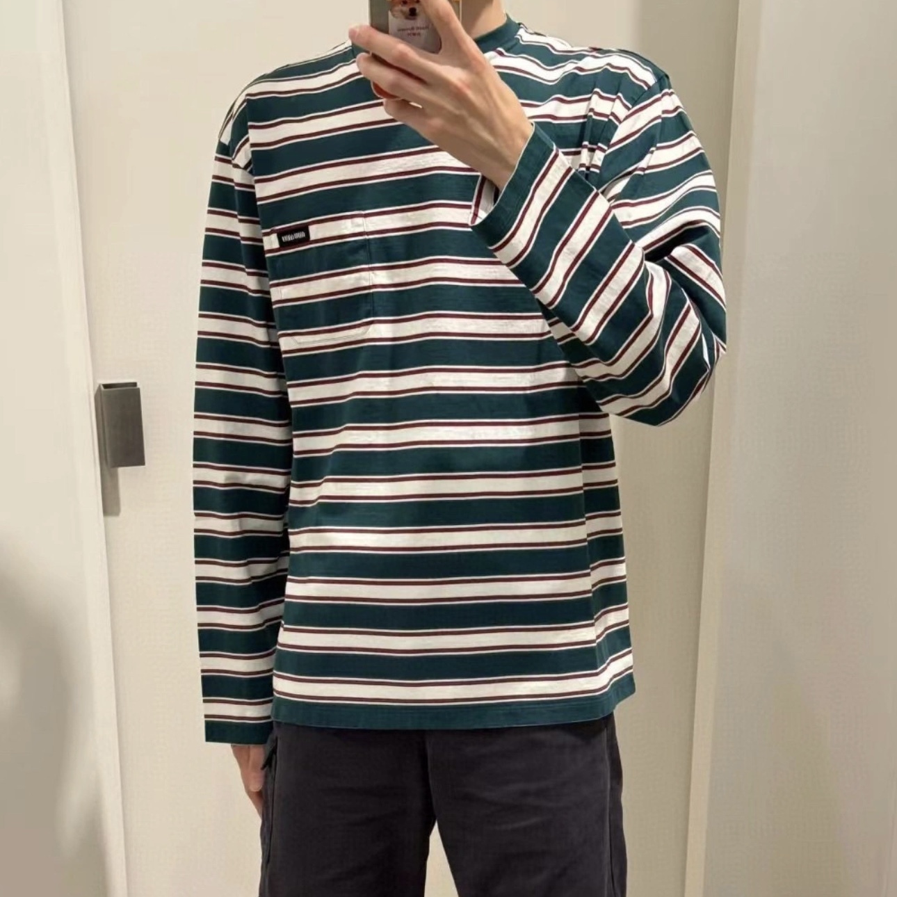 LONG-SLEEVED COTTON JERSEY T-SHIRT IN GREEN - SK592